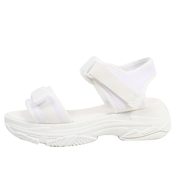 White Velcro Straps flatform Wedge Sandal - Picture 2 of 6